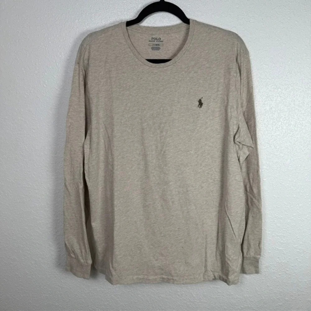 Polo Ralph Lauren Long Sleeve T-Shirt Crewneck Heathered Oatmeal Large